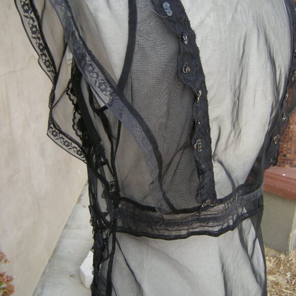 Upcycled One Of A Kind Black Sheer Sexy Top - MEDIUM - Picture 3 of 7